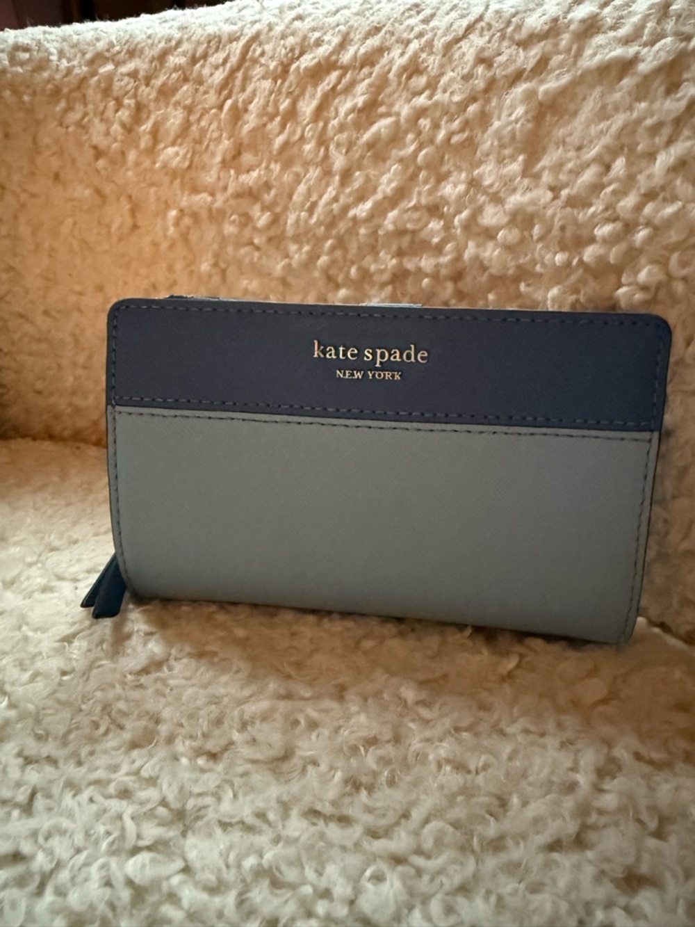 kate spade Two-Tone Navy and Light Blue Saffiano Wallet